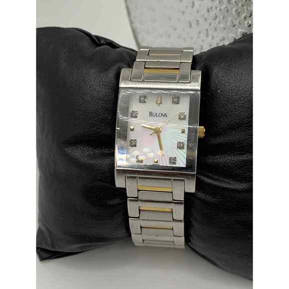 Bulova White Dial 2-Tone Stainless Steel Women's Watch 98P39 New Battery - Picture 1 of 9